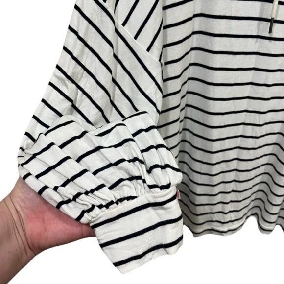 CAbi White and Black Striped Jersey Knit Long Sleeve Tiefront Size M - Picture 4 of 10